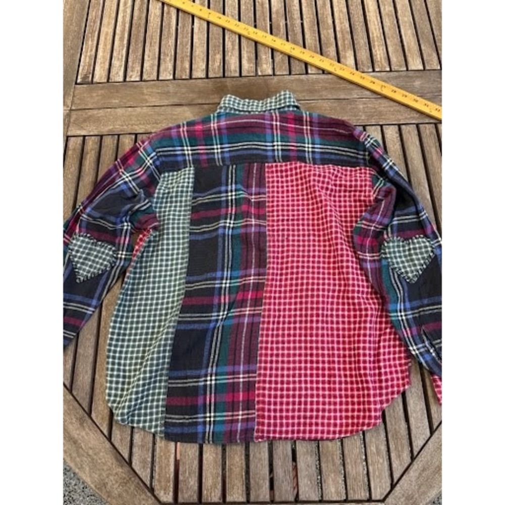 VTG Classic Kikomo Patchwork Flannel Shirt Button-Up Multi-Pattern Hearts Small - Picture 5 of 6